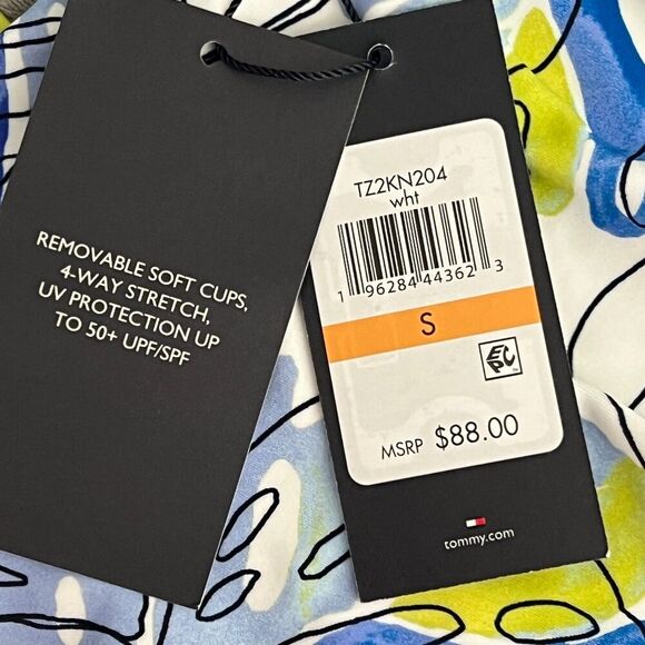 Tommy Hilfiger Swim Tankini Womens Sz s SMALL Blue Green Plant Pattern Halter - Picture 6 of 7